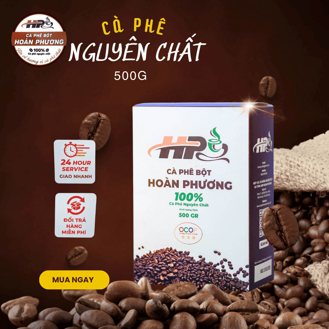 Cà phê bột Hoàn Phương 100% nguyên chất 500g - HP03